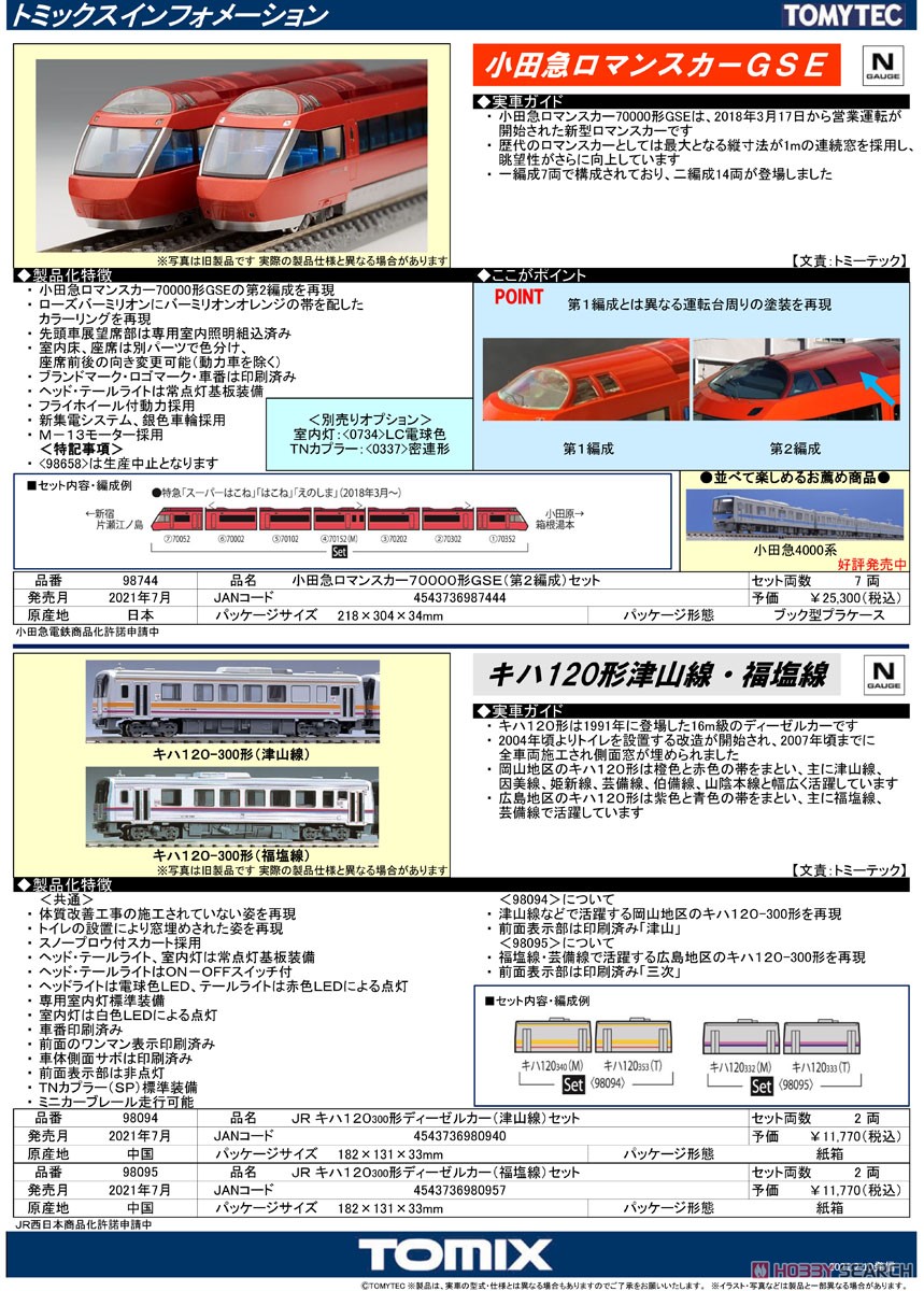 小田急ロマンスカー 70000形 GSE (第2編成) セット (7両セット) (鉄道