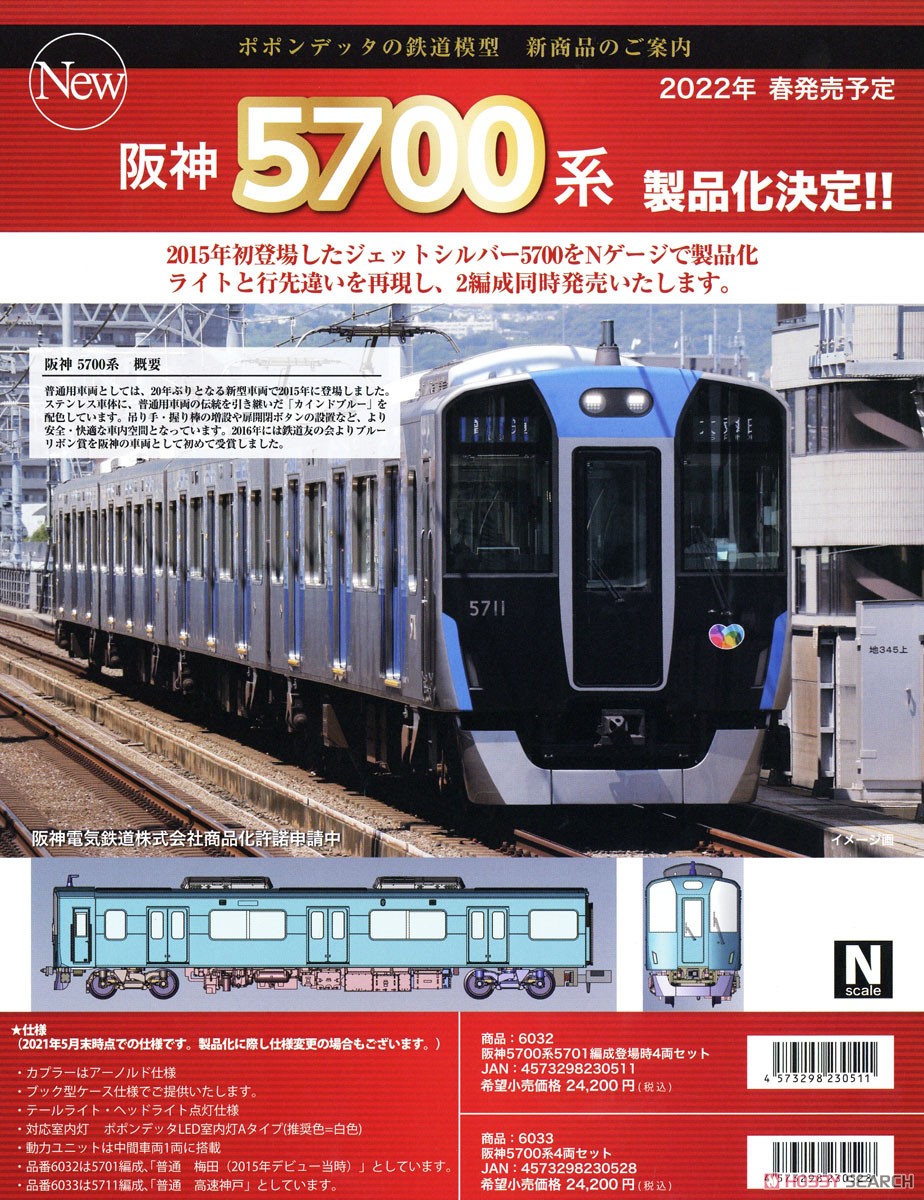 阪神 5700系 5701編成 登場時 4両セット (4両セット) (鉄道模型
