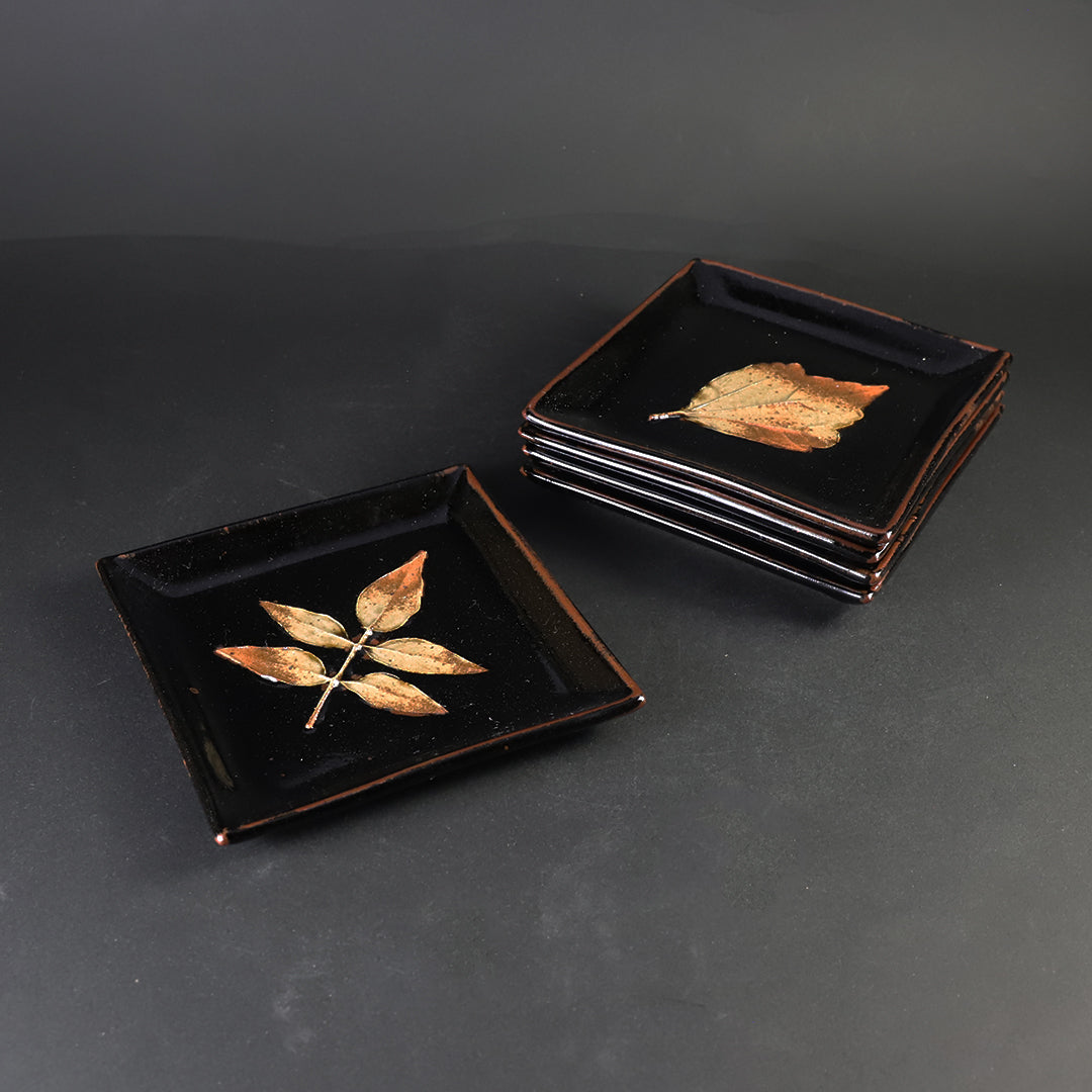 中里太郎右衛門窯 唐津木の葉銘々皿（五客組） – ギャラリー一番館