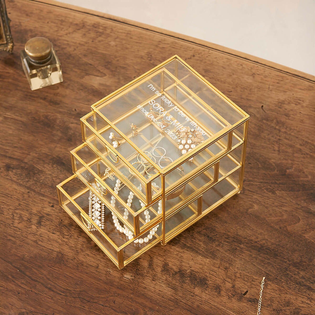 真鍮ガラスジュエルケース [ 2-U ]