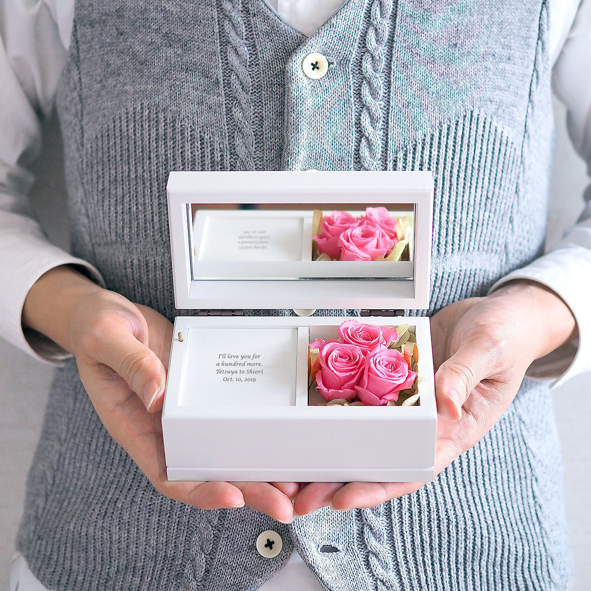 プリザーブドフラワー オルゴール ピンク [ 2-U ]