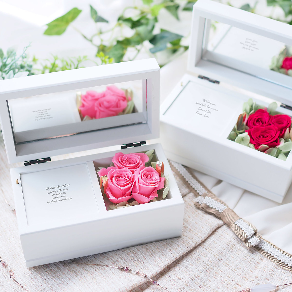 プリザーブドフラワー オルゴール ピンク [ 2-U ]