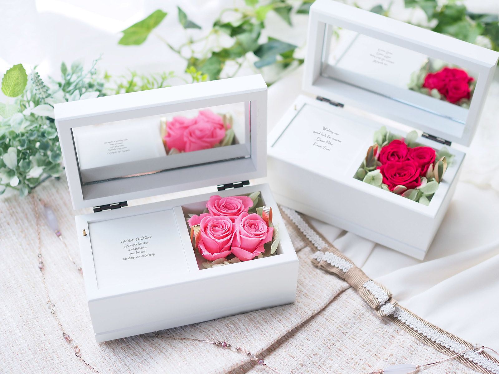 プリザーブドフラワー オルゴール ピンク [ 2-U ]