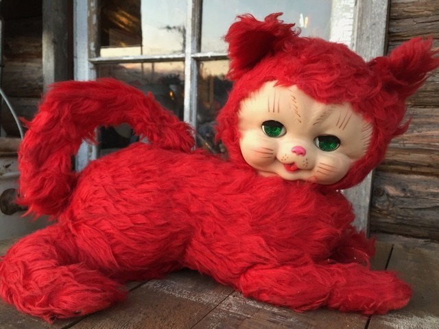 Vintage Rushton Rubber Face Doll / Sleep Eye Red Kitty (DJ38