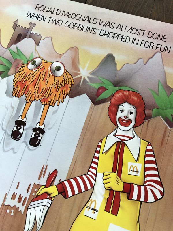 70s Vintage McDonalds Poster Sign Ronald McDonald & Fry Kids (S903
