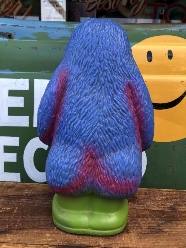 70s Vintage Play Pal Blue Hippie Monster Coin Bank Pink (C068