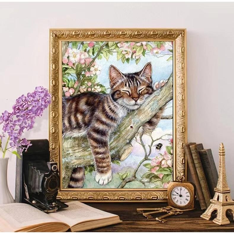 5D ダイヤモンドアート キット 猫 ねこ 動物 ビーズ DIY ビーズ絵画