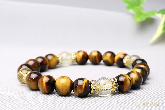 タイガーアイ・ルチルクォーツ ブレスレット ロンデル4ポイント