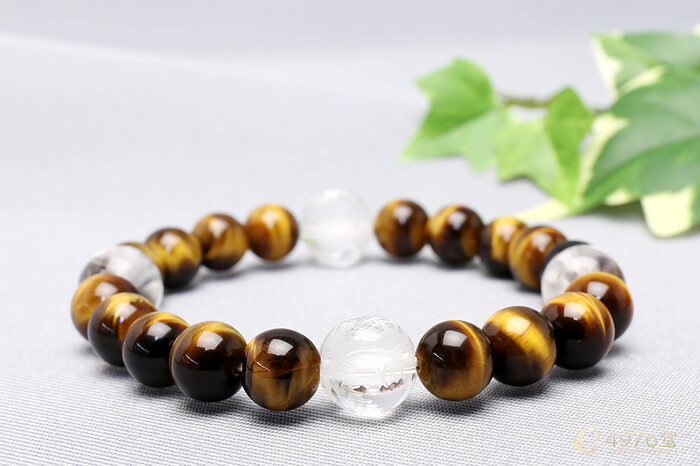 タイガーアイ・四神獣水晶 ブレスレット 8mm ｜ 天然石通販の4976堂