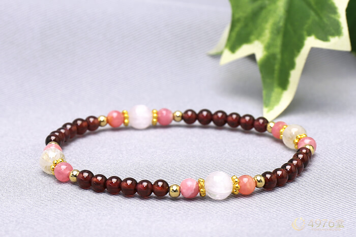 クンツァイト・インカローズ・ガーネット ブレスレット ｜ 天然石通販