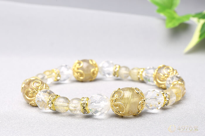 ルチルクォーツ・水晶 ブレスレット キラメタル4ポイント ｜ 天然石