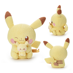 ポケピース」ぬいぐるみを抱っこするピカチュウたちのぬいぐるみが登場