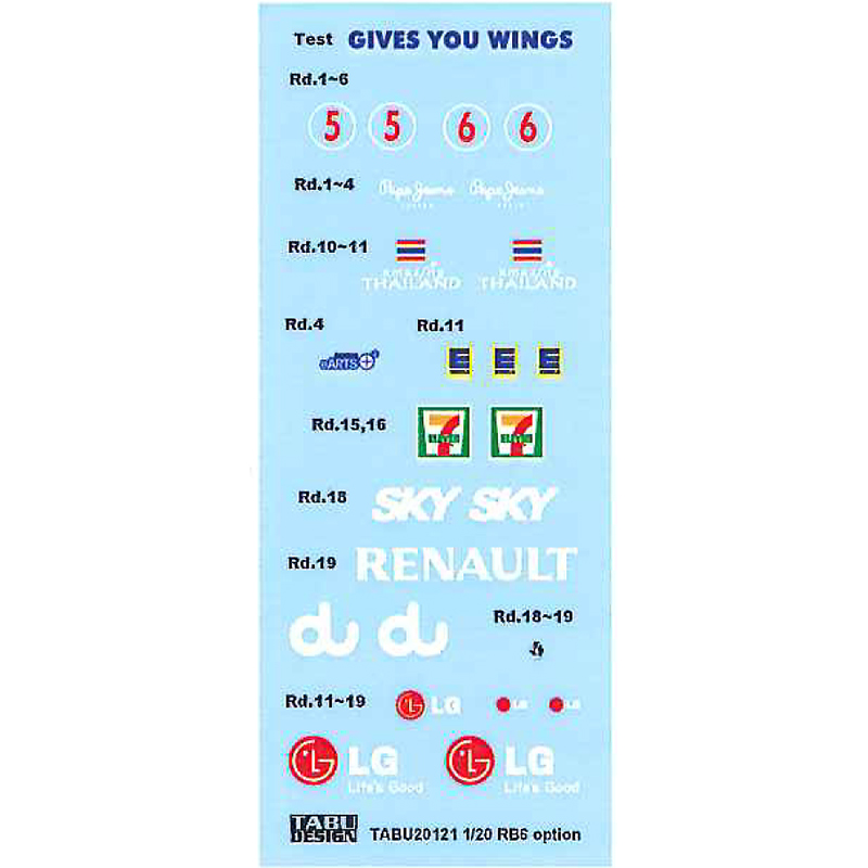 タブデザイン 1/20 レッドブル RB6 オプションデカール タミヤ対応