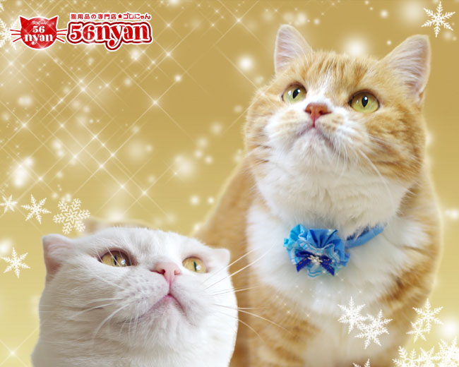 おしゃれ猫首輪 デコレーションロゼット 雪の結晶 本物のスワロ使用 猫