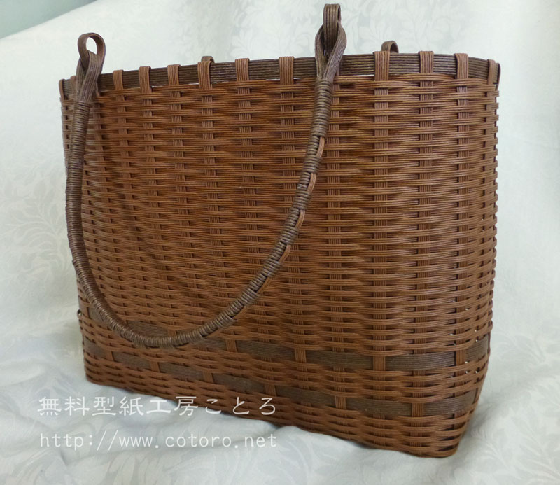 作り方☆クラフトバンドの大きめカゴバッグ☆エコクラフト | 無料型紙