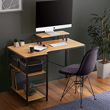 おしゃれな書斎に 大型モニター対応 薄型ハイタイプ収納デスクの詳細