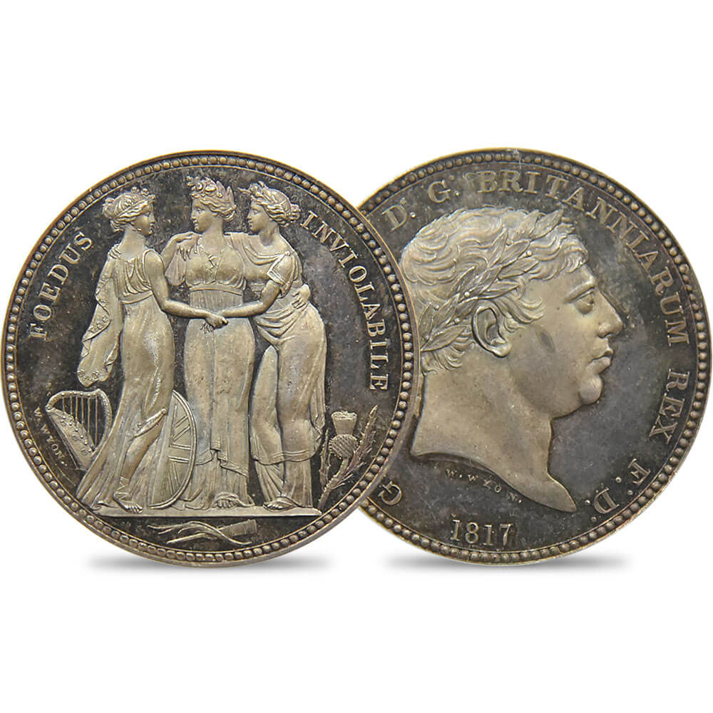1817 ジョージ3世 スリーグレーセス クラウンパターン銀貨 PCGS