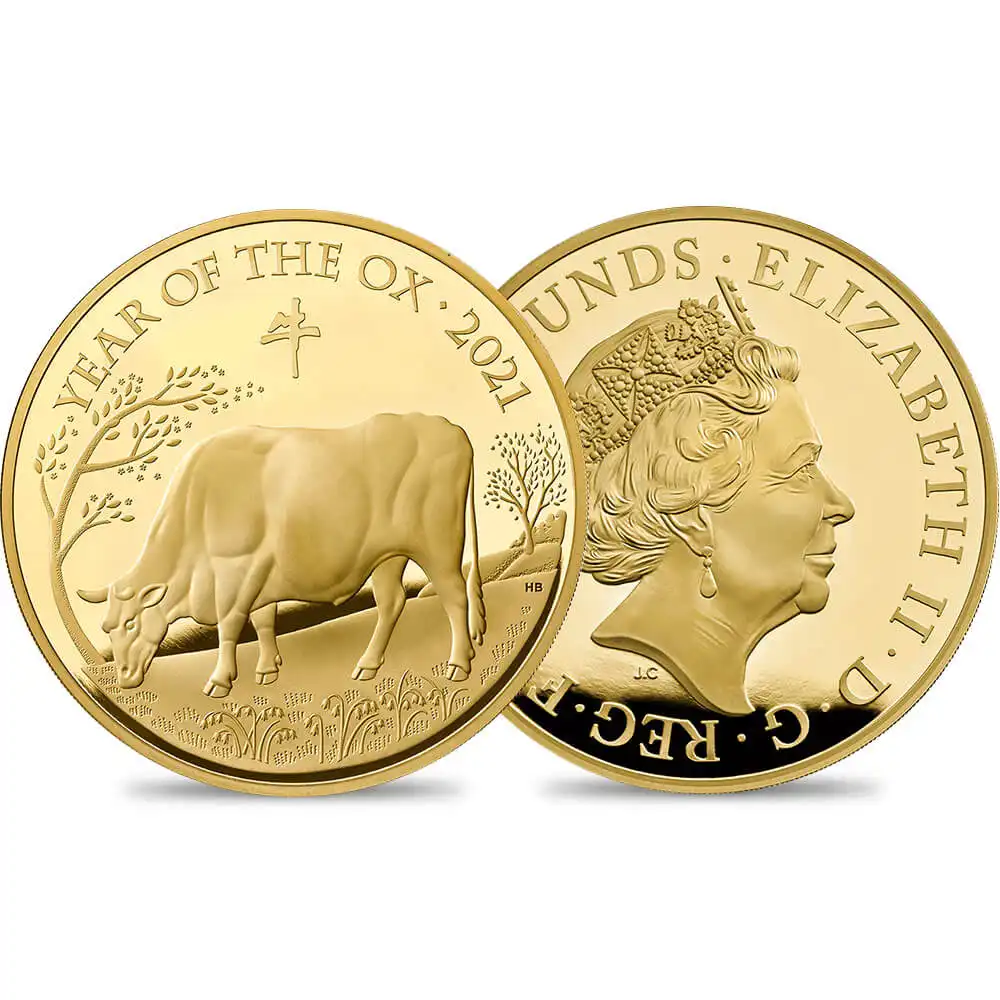 2021 エリザベス2世 干支丑年 1000ポンド1キロプルーフ金貨 未鑑定