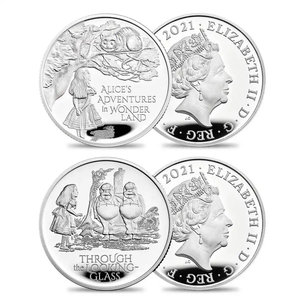 2021 エリザベス2世 アリスの冒険 1ポンド1/2オンスプルーフ銀貨 2枚
