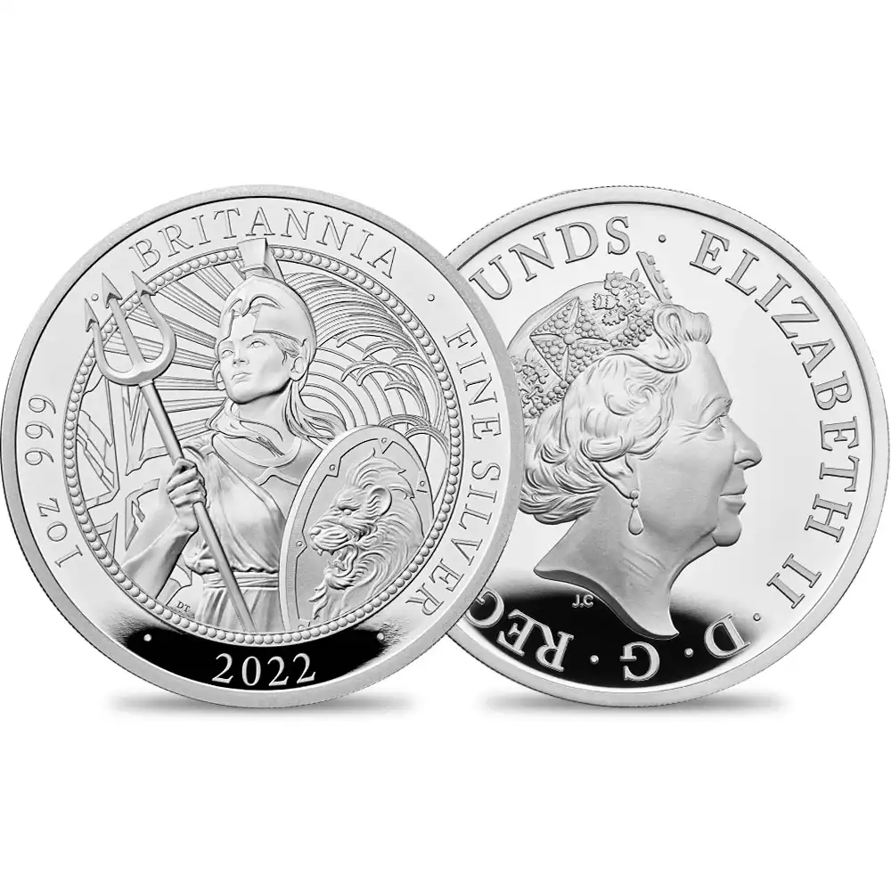 2022 エリザベス2世 ブリタニア 2ポンド1オンスプルーフ銀貨 未鑑定 箱