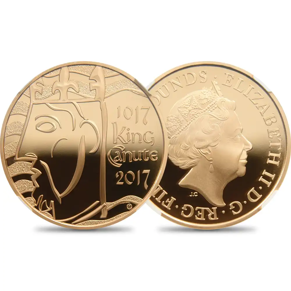 2017 エリザベス2世 クヌート1世戴冠1000周年記念 5ポンド金貨 NGC