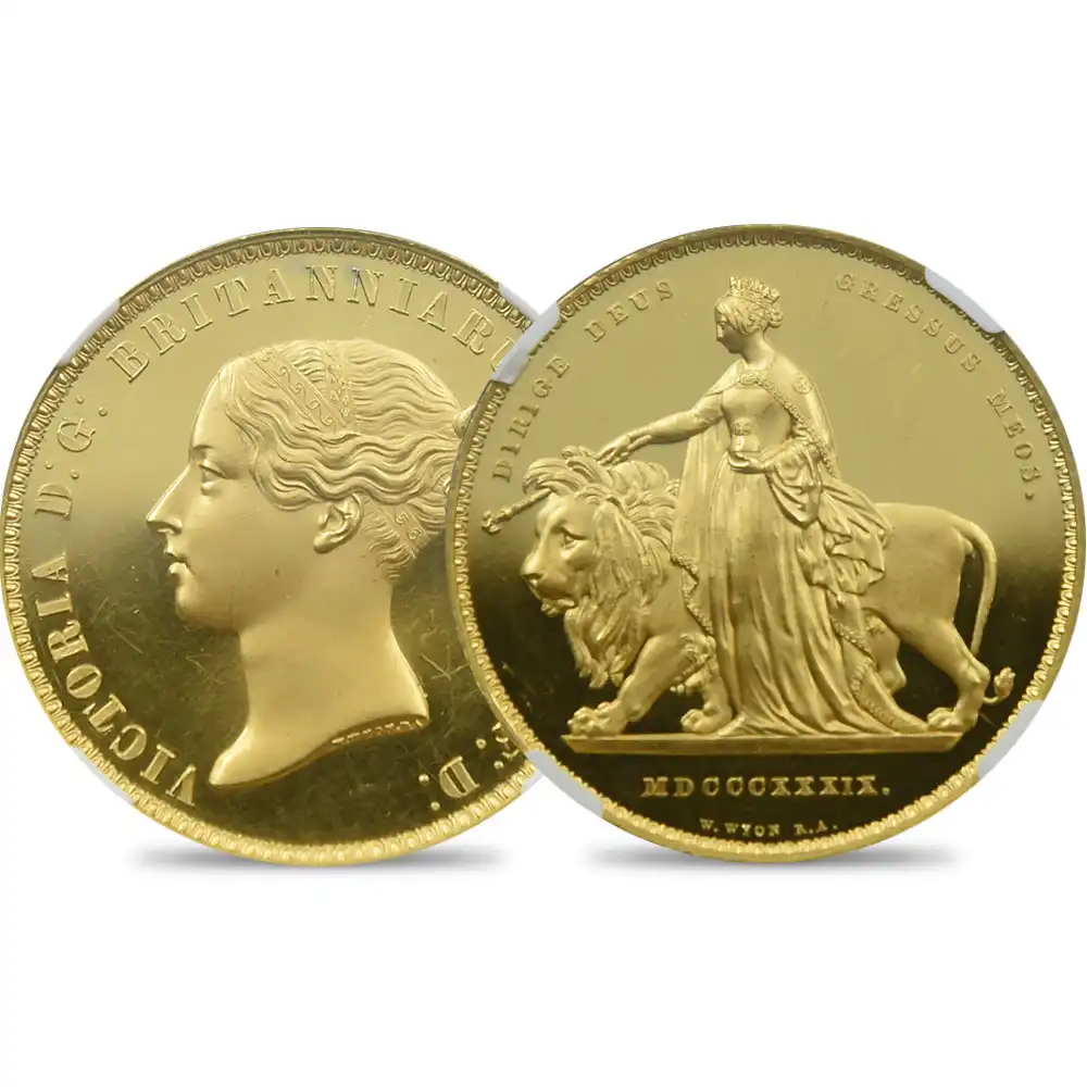1839 ヴィクトリア女王 ウナ＆ライオン 5ポンド金貨 NGC PF63UC W&R
