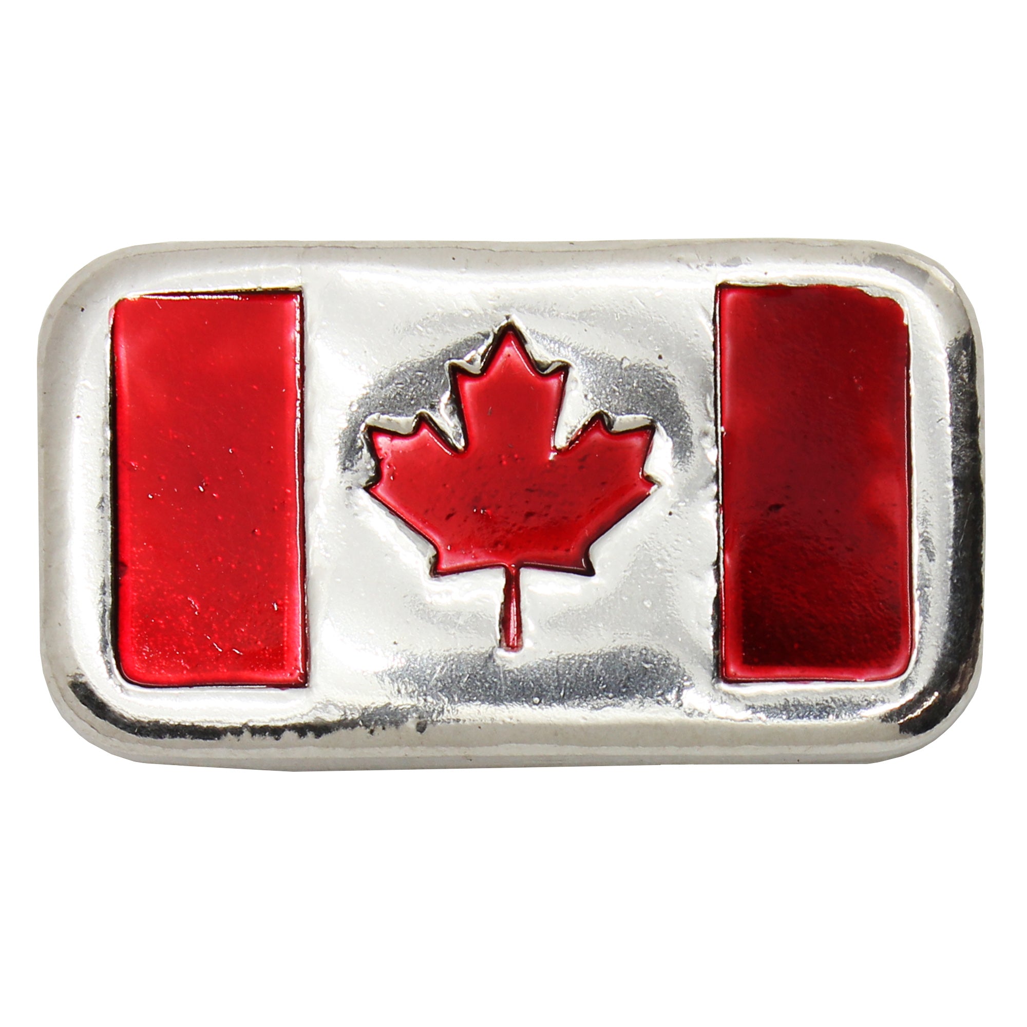 RSSC 3oz Enameled Canadian Flag .999 Silver Bar (No Tax) Scratches