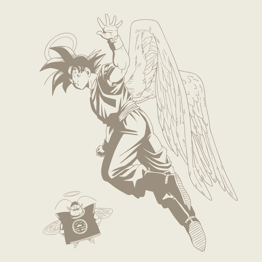孫悟空（天使）と界王 Tシャツ [ドラゴンボールZ] | キャラクター公式