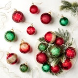 クリスマスオーナメント ガラス製 18個入り レッド/グリーン | Costco