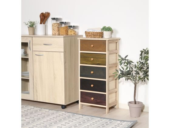 不二貿易 桐製 マルチカラフル5段ボックス シンクエ 2 39625が9,284円