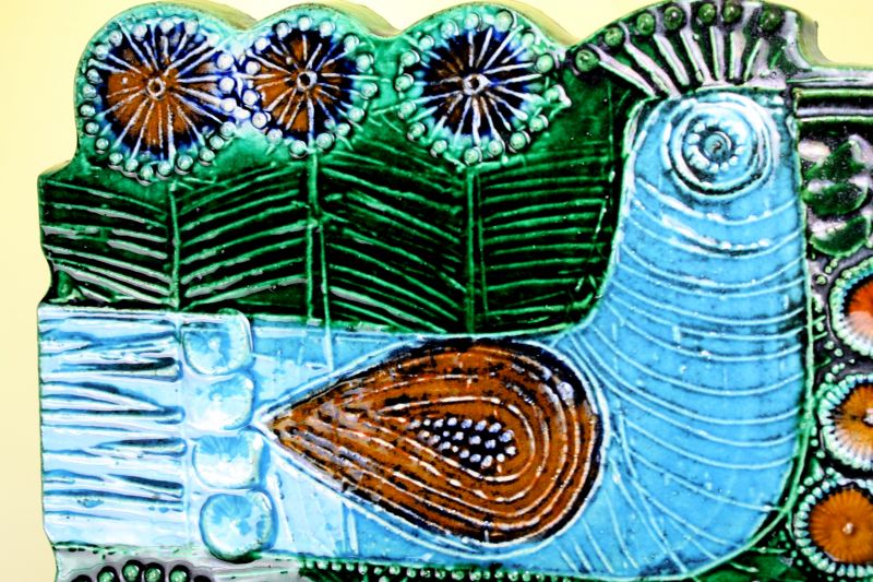 Lisa Larson VAGGPLATTOR Parkfagel/リサ・ラーソン 鳥 陶板 - 北欧