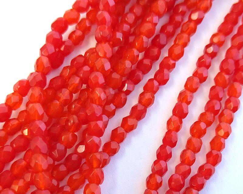 チェコガラスビーズ/ファイアポリッシュラウンド/オパールオレンジ