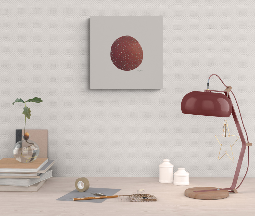 Red Sphere Abstract Painting Original Earthy Tones Minimalist Art