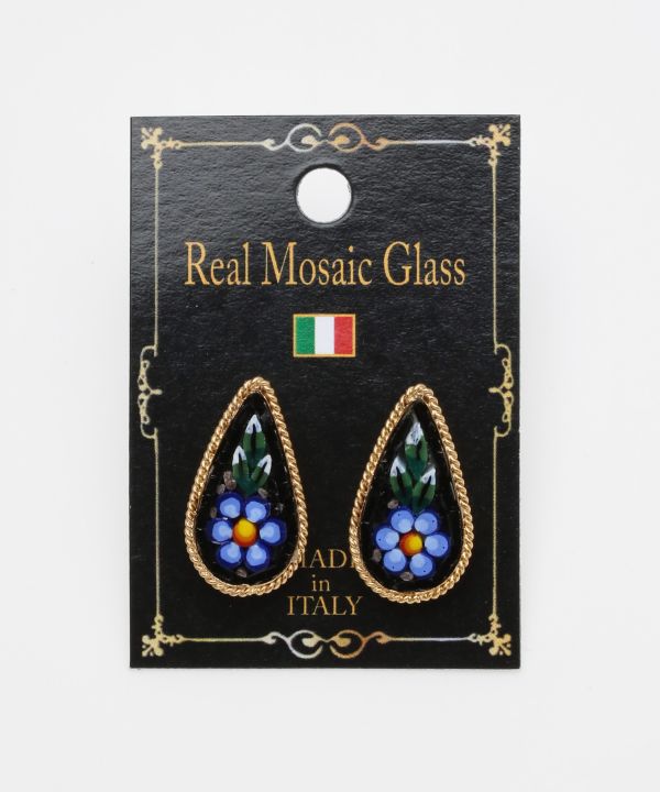 ベネチアンガラス】モザイクスタッズピアス(DROP WH ASST): 『欧州航路』