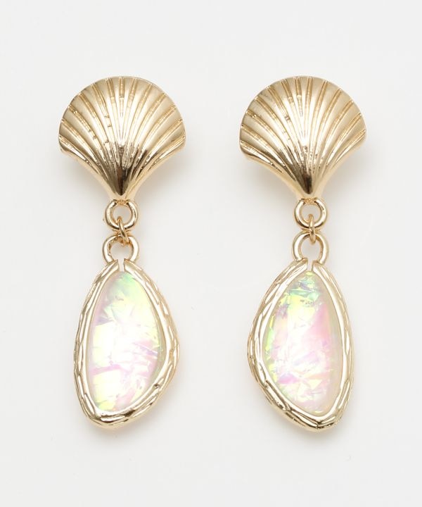 HM ピアス ゴールド系 シェル ネオングリーン HMピアスゴールド系