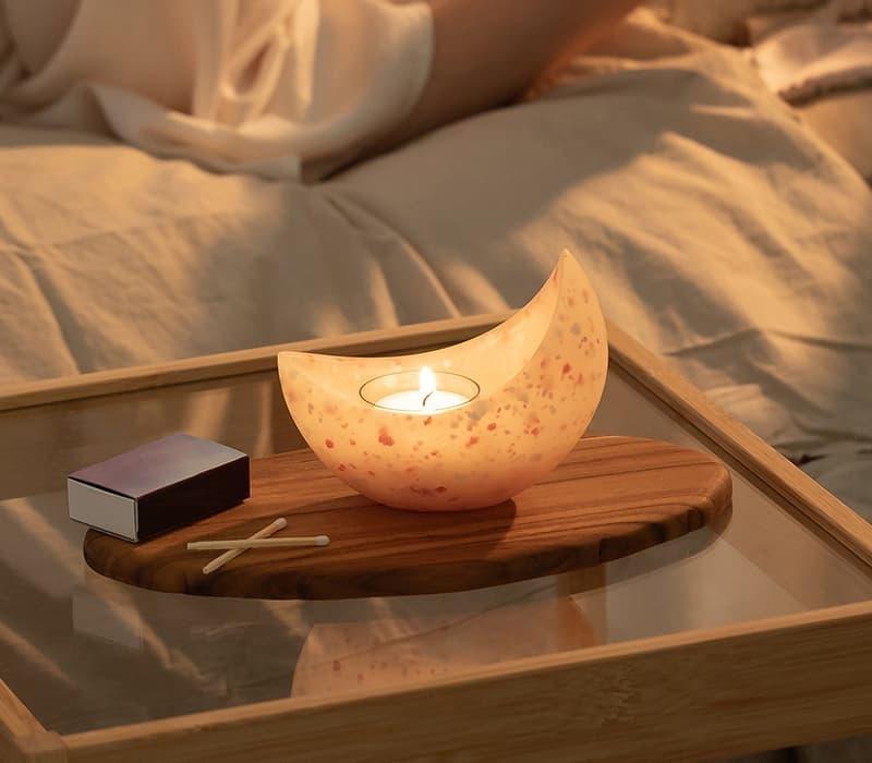 アロマキャンドルホルダー「ツキ」（ミストブルー） | キャンドルワールド