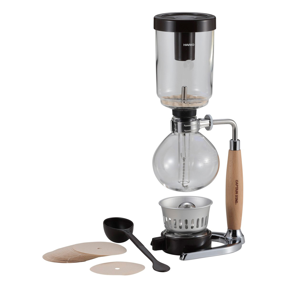 HARIO×キャプテンスタッグ 珈琲サイフォン （木柄） - アウトドア