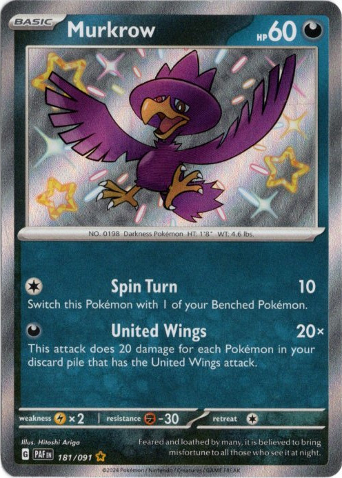 ヤミカラス S 海外版 英語版 色違い Murkrow - 181/091 -【Card Chicken】