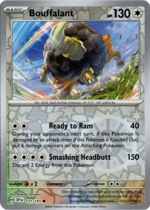 バッフロン 海外版 英語版 リバホロ Bouffalant - 151/191 -【Card