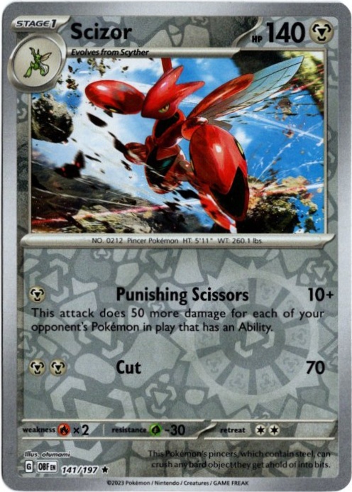 ハッサム 海外版 英語版 リバホロ Scizor - 141/197 -【Card Chicken】