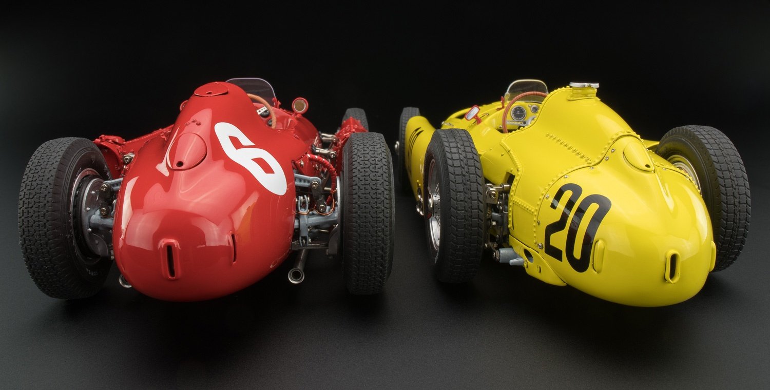 CMC Ferrari D50 (Yellow) and CMC Lancia D50 (Red) 1/18 Scale Model
