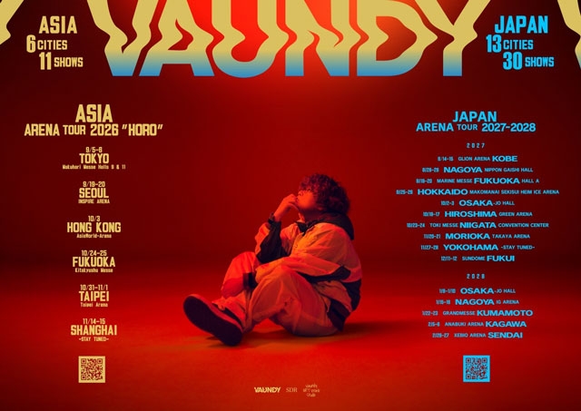 Vaundy、ドーム・ツアー〈SILENCE〉東京公演にて初のアジア・ツアー