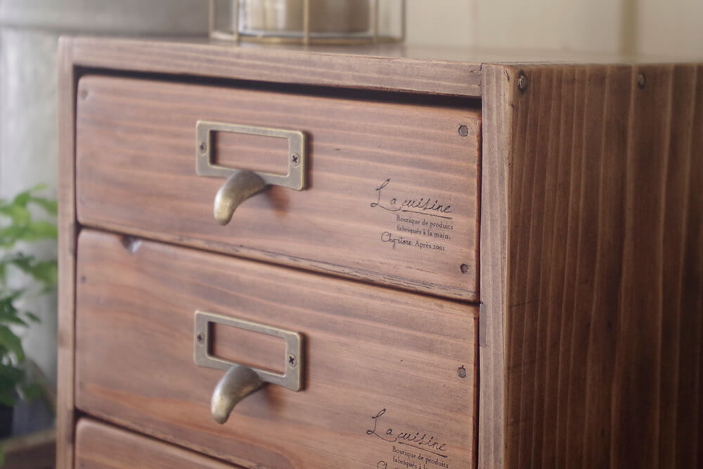 アンティークスタイル3段小引き出し｜アンティーク風インテリア雑貨