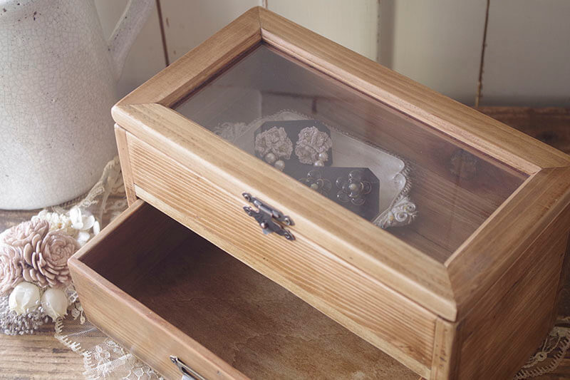 ヴィンテージ風2段ジュエリーボックス｜アンティーク風木製雑貨｜通販