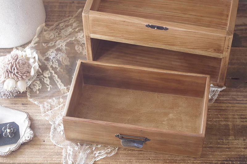 ヴィンテージ風2段ジュエリーボックス｜アンティーク風木製雑貨｜通販