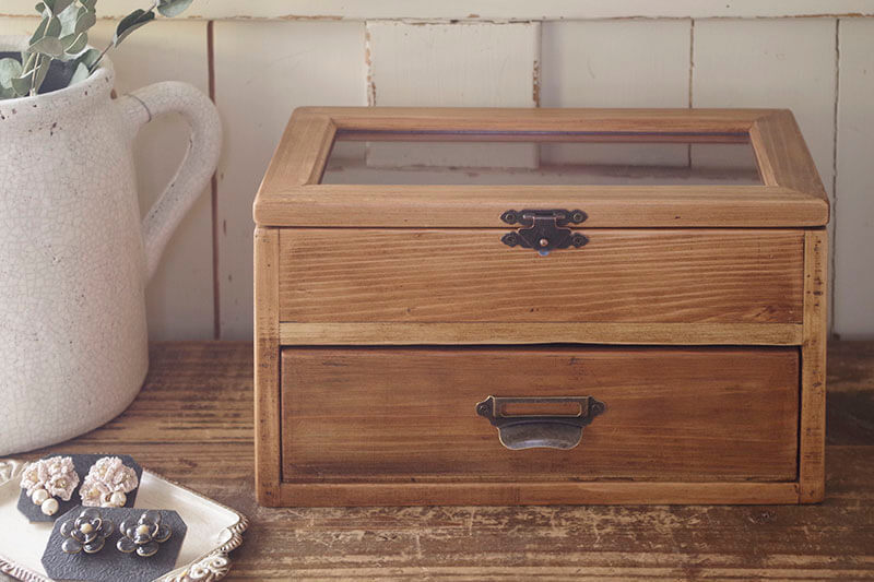 ヴィンテージ風2段ジュエリーボックス｜アンティーク風木製雑貨｜通販
