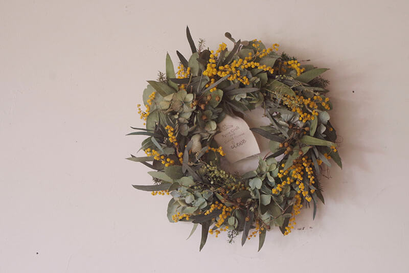 ミモザのドライフラワーリース*母の日ギフトアレンジメント 商品詳細