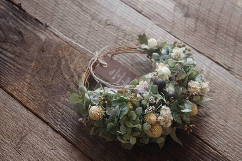 フーセンポピーのあじさいハーフリース｜ナチュラルなドライフラワー