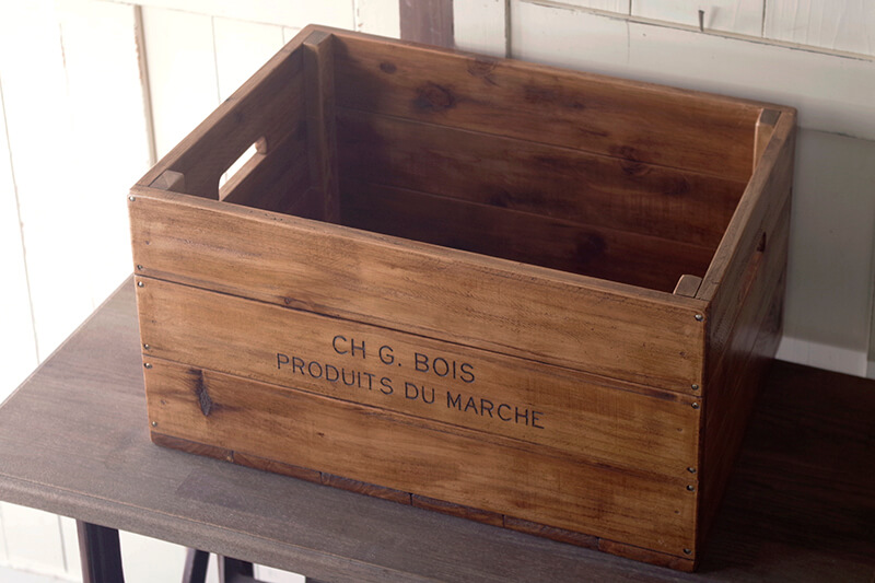 アンティーク風木製コンテナボックス｜カフェ風インテリア木箱｜通販