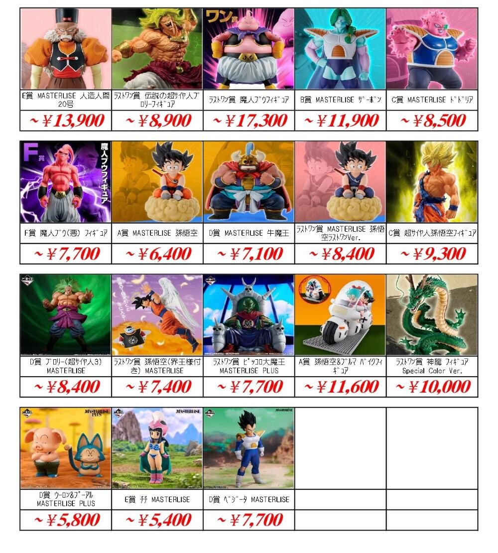 ドラゴンボールフィギュア買取価格表-買取なら千葉鑑定団東金店